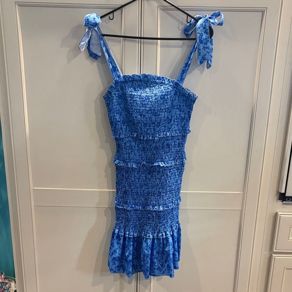 Blue Floral Sleeveless Dress